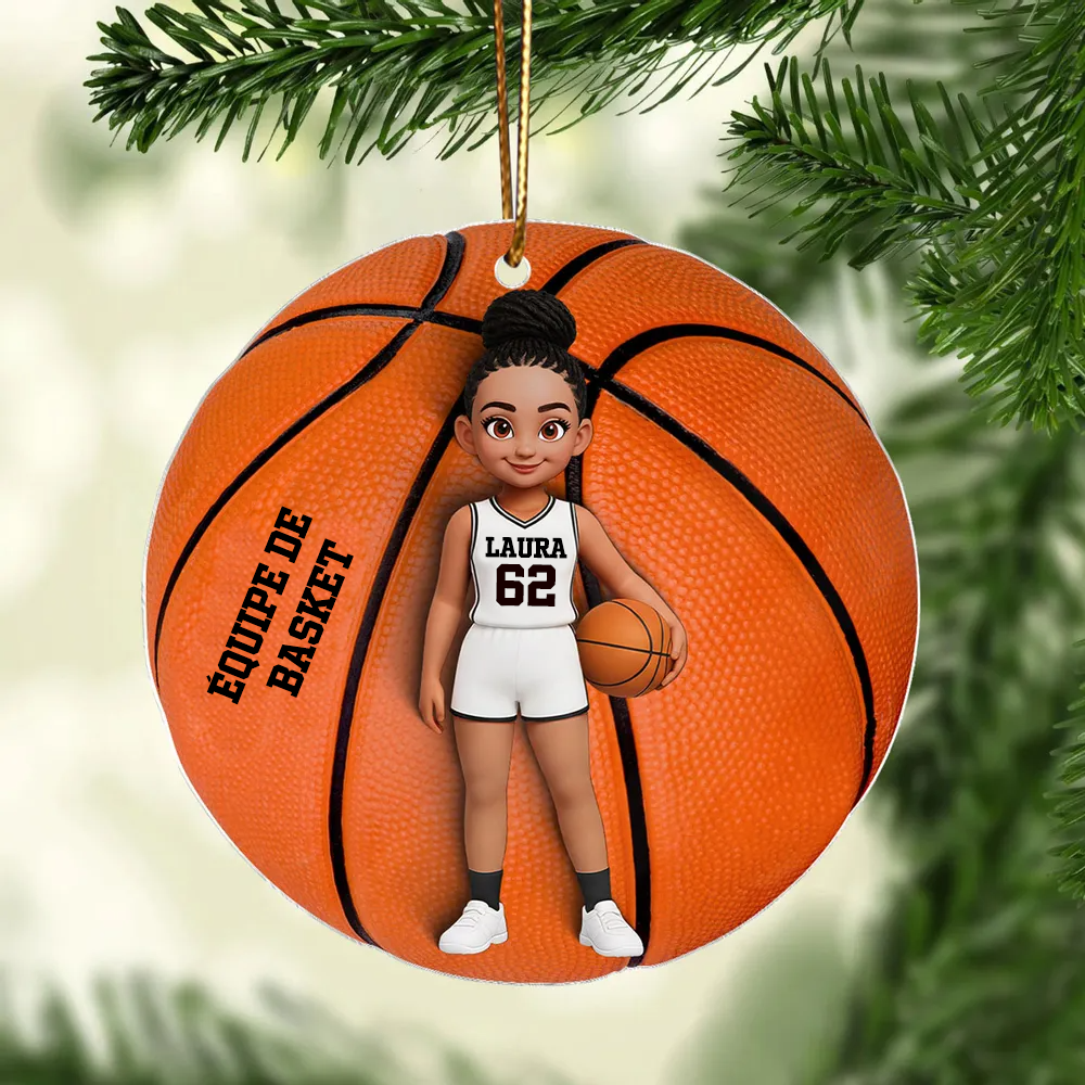 Pendentif en acrylique personnalisé avec enfant basketteur – Cadeau pour garçon et fille de basketball