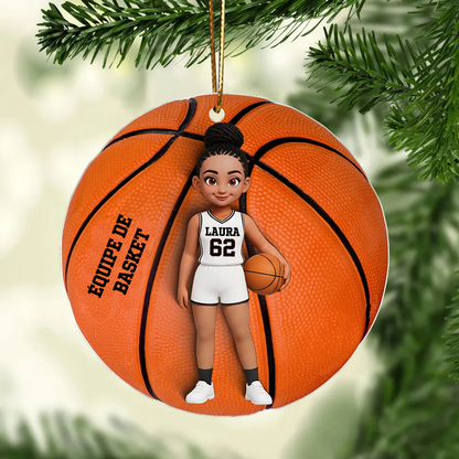 Pendentif en acrylique personnalisé avec enfant basketteur – Cadeau pour garçon et fille de basketball