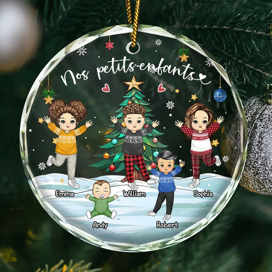 Ornement rond en verre personnalisé Décorations de Noël pour mamie et papi