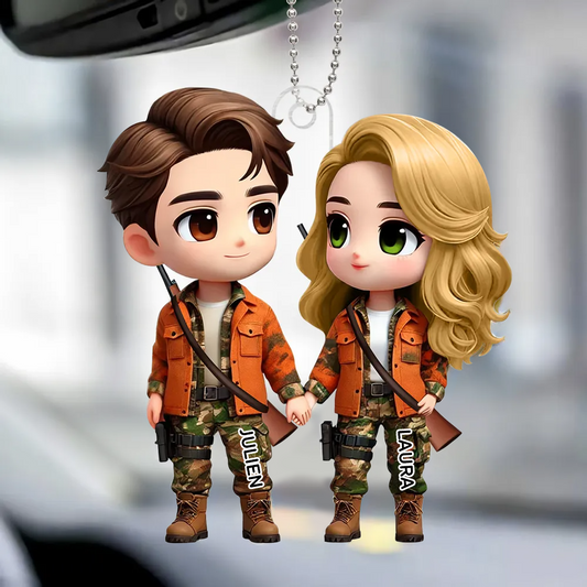 Pendentif en acrylique personnalisé avec couple cartoon, cadeau pour couple