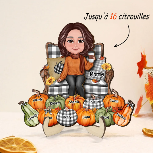 Grands-parents et citrouilles – Plaque en bois personnalisée pour papi et mamie