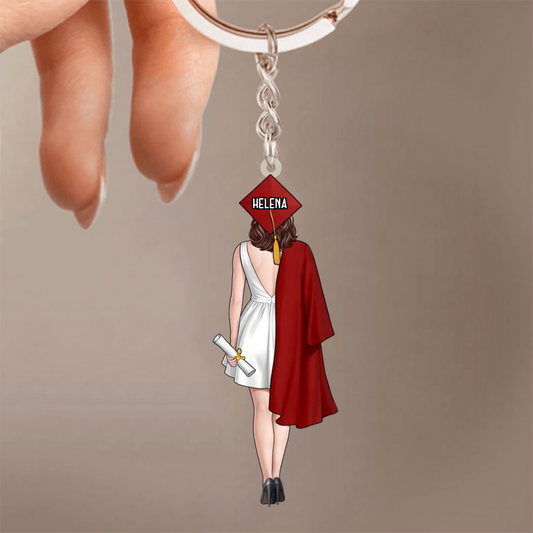 Porte-clés personnalisé en acrylique pour remise de diplôme – Fille et garçon