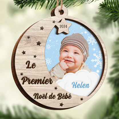 Ornement de Noël en bois - Pendentif bébé avec photo