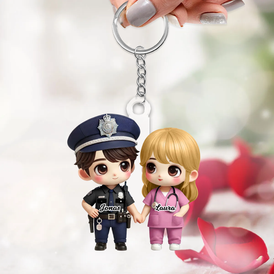 Porte-clés en acrylique Couple en tenue professionnelle – Cadeau pour couple