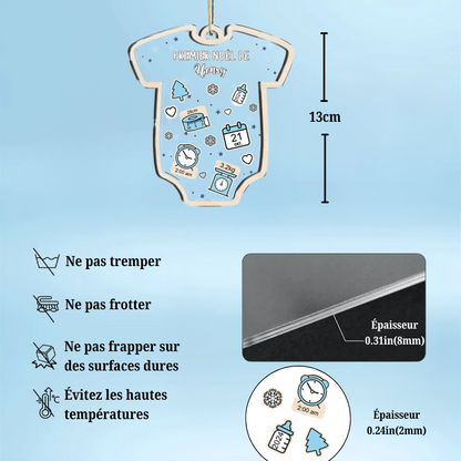 Premier Noël - Ornement de Noël en acrylique - Cadeau personnalisé pour nouveau-nés