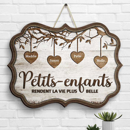 Petits-enfants avec prénoms – Panneau en bois personnalisé, cadeau pour grands-parents