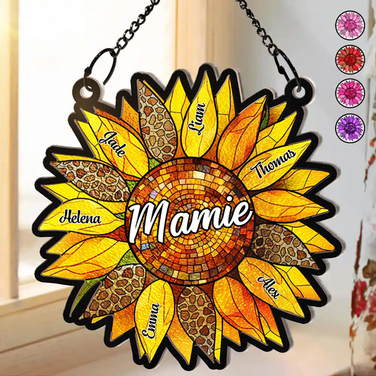 Attrape-soleil tournesol personnalisé avec prénom – Cadeau pour Mamie