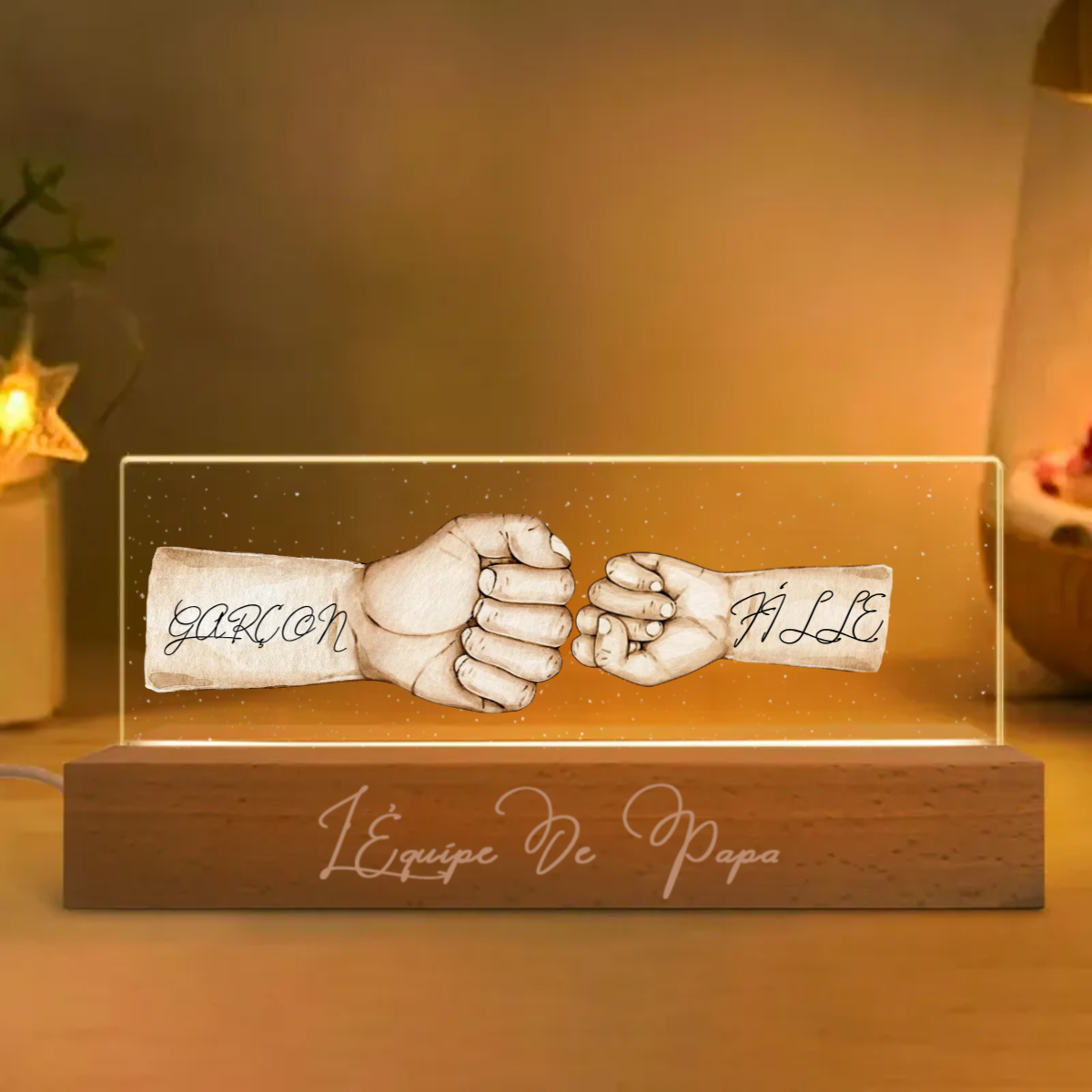 Veilleuse LED personnalisée en acrylique, cadeau de fête des pères pour papa, grand-père, mari, etc.