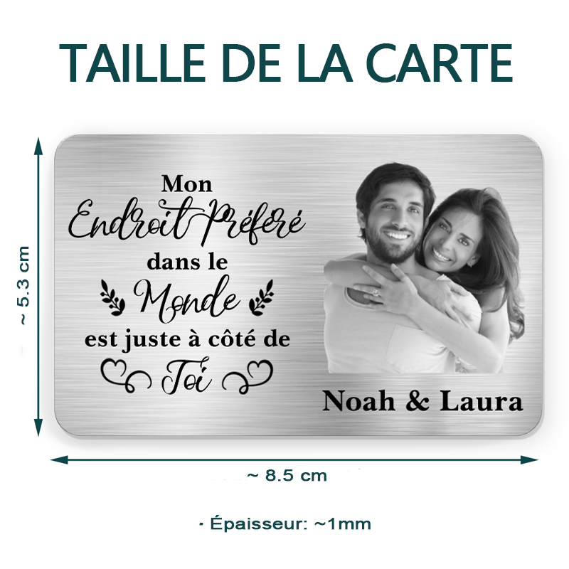 Mon endroit préféré – Carte portefeuille personnalisée avec photo – Cadeau pour couple
