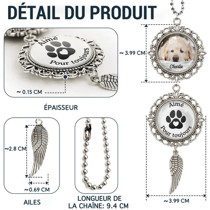 Pendentif en métal avec photo et texte Cadeau de condoléances pour animal de compagnie