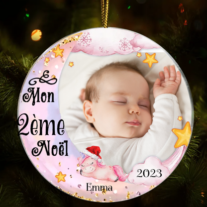 Bébé dormant Décorations de Noël avec photo, nom et numéro personnalisés Bijoux acyles
