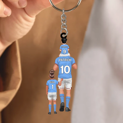 Équipe de football de papa Porte-clés père et enfants