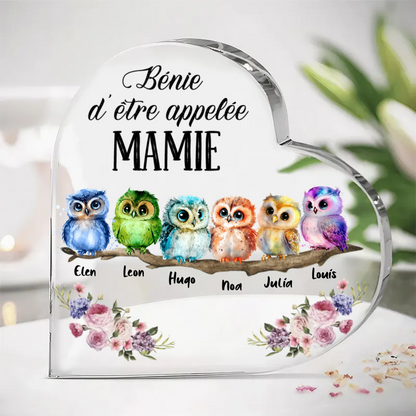 Cœur sur pied avec 1-10 chouettes