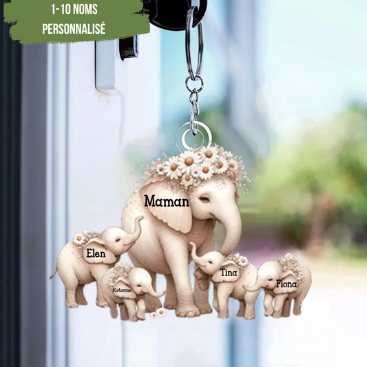 Porte-clés acrylique avec éléphant