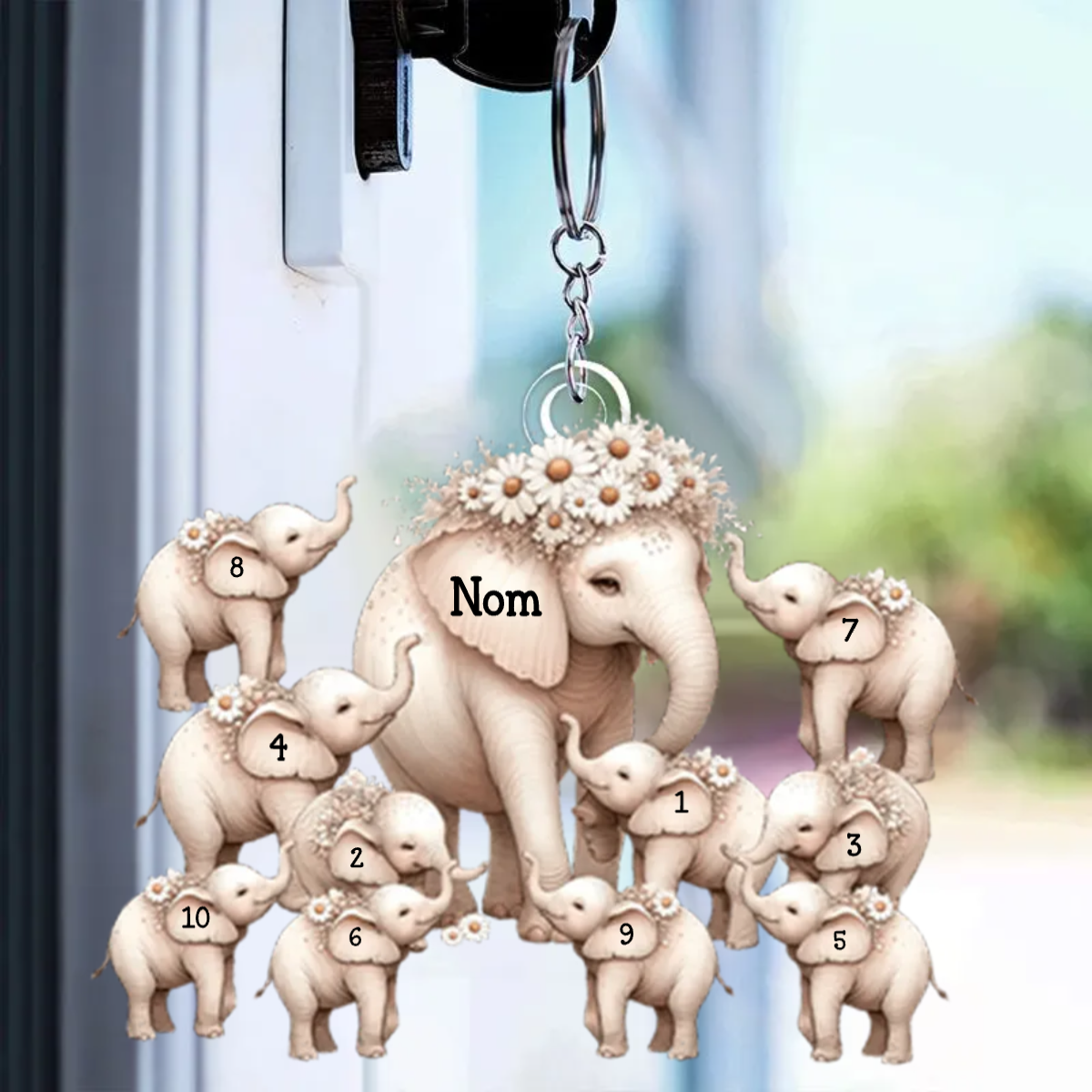 Porte-clés acrylique avec éléphant