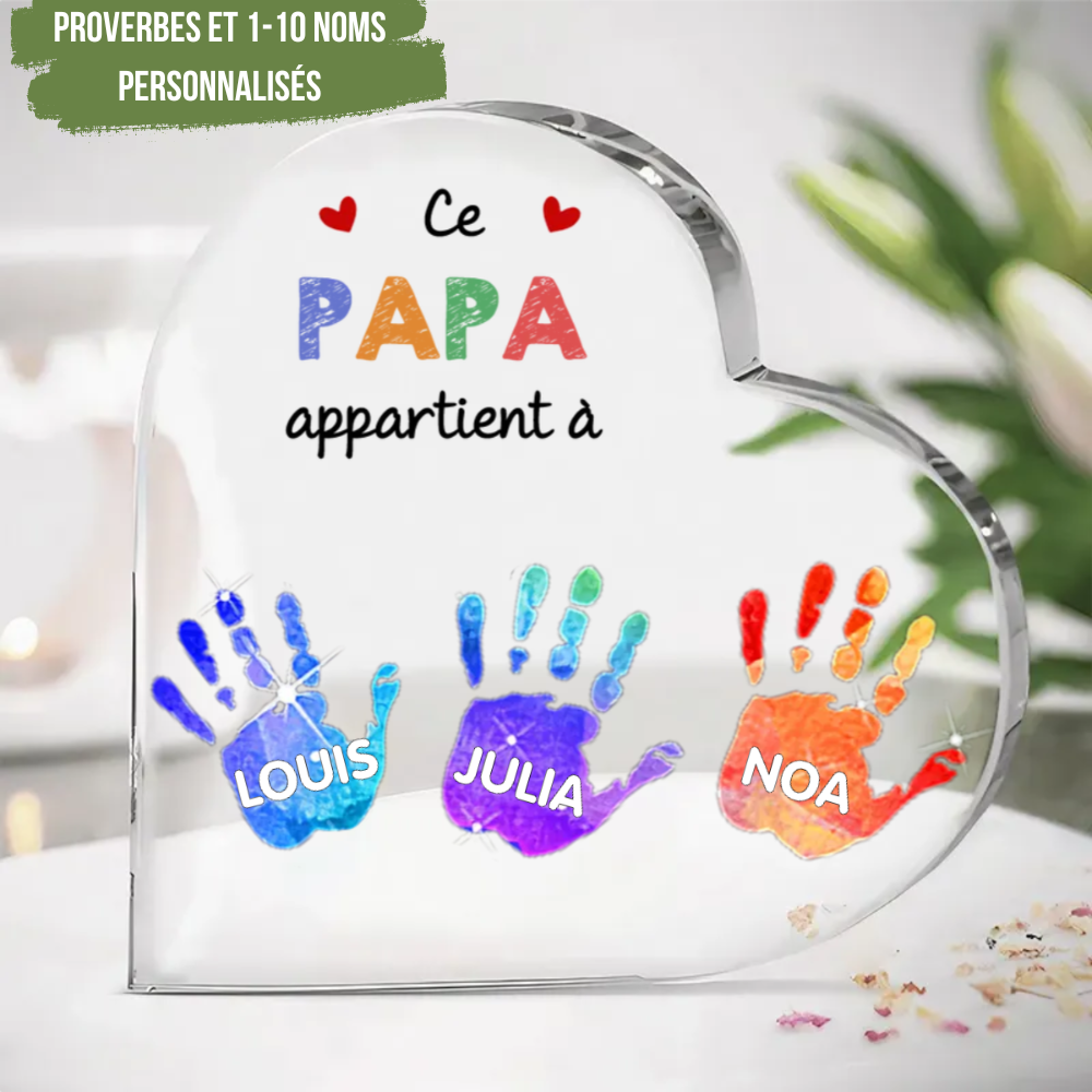Plaque Acrylique avec empreintes de mains pour papa, maman, mamie et papi