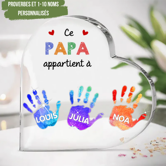 Plaque Acrylique avec empreintes de mains pour papa, maman, mamie et papi