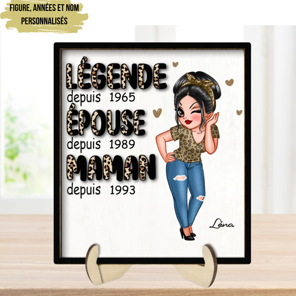 Plaque en bois personnalisée 2 couches pour maman et mamie