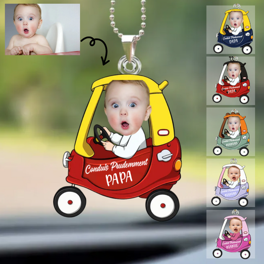 Conduisez prudemment : Pendentif en acrylique avec photo