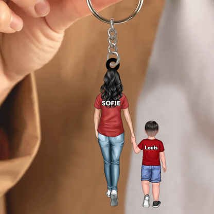 Porte-clés en acrylique papa/maman avec enfants