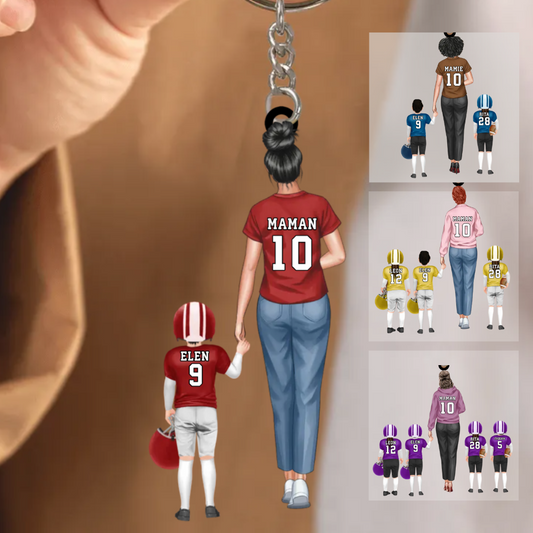 L'équipe de rugby de maman Porte-clés personnalisé en acrylique