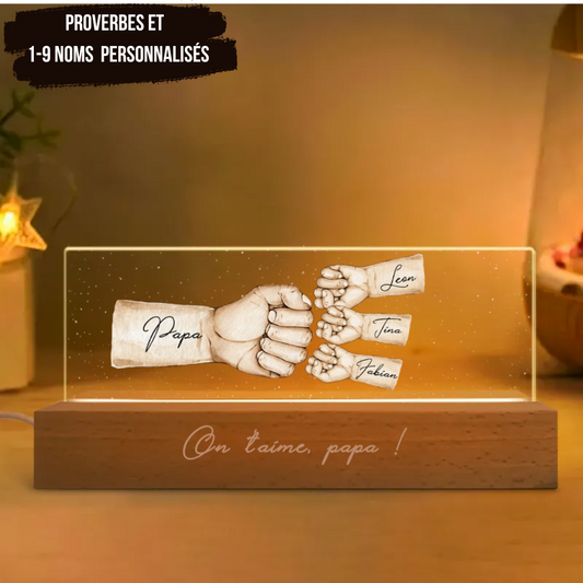 Veilleuse LED personnalisée en acrylique, cadeau de fête des pères pour papa, grand-père, mari, etc.