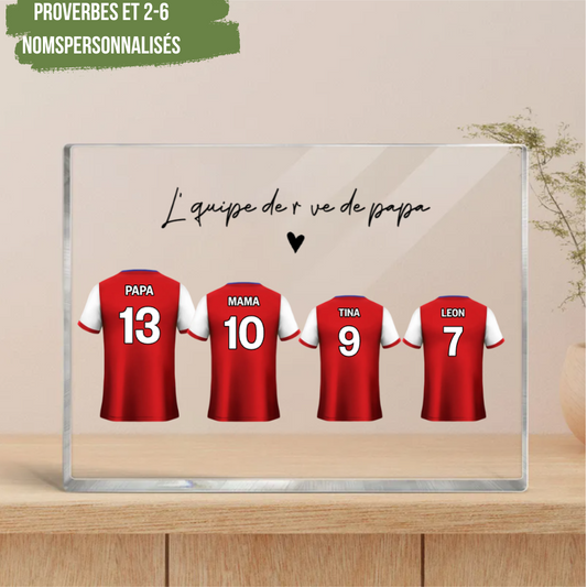 Plaque acrylique maillot de foot pour les fans de football