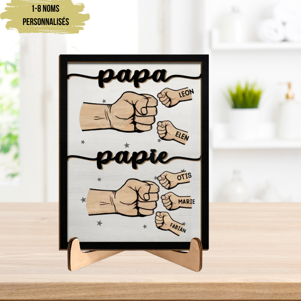 Cadre en bois coup de poing pour papa et grand-père