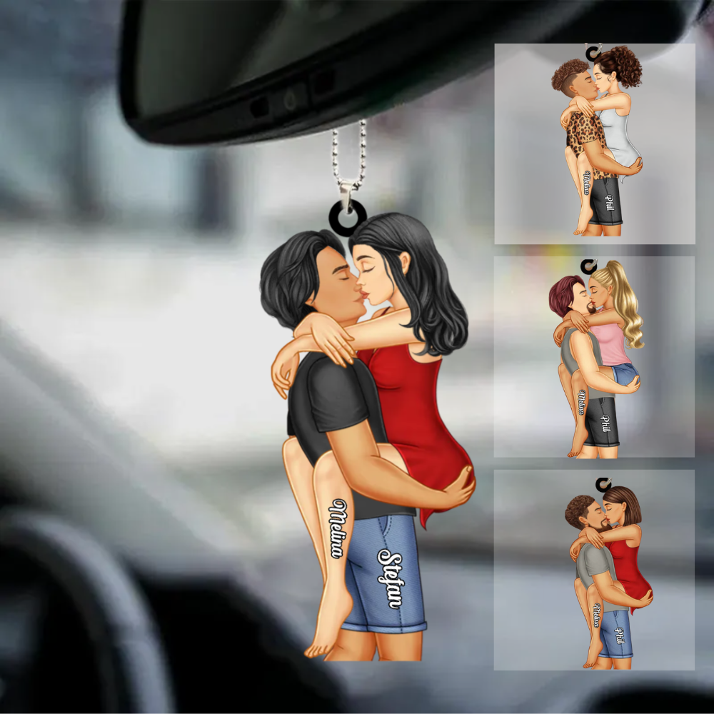 Couple s'embrasse - Cadeau d'anniversaire pour les couples - pendentif acrylique personnalisé