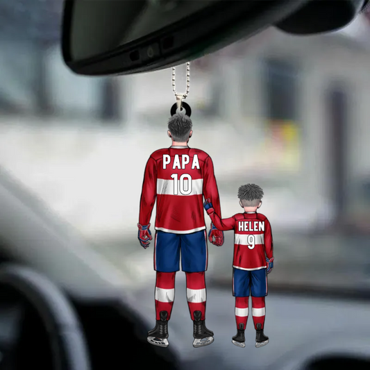 Ornement personnalisé - Papa et enfants avec le thème du sport