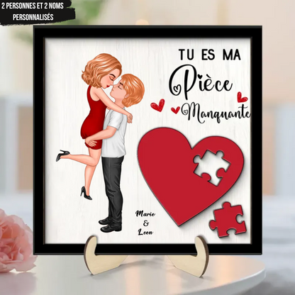 Plaque en bois personnalisée pour couple -Costumes et noms personnalisés