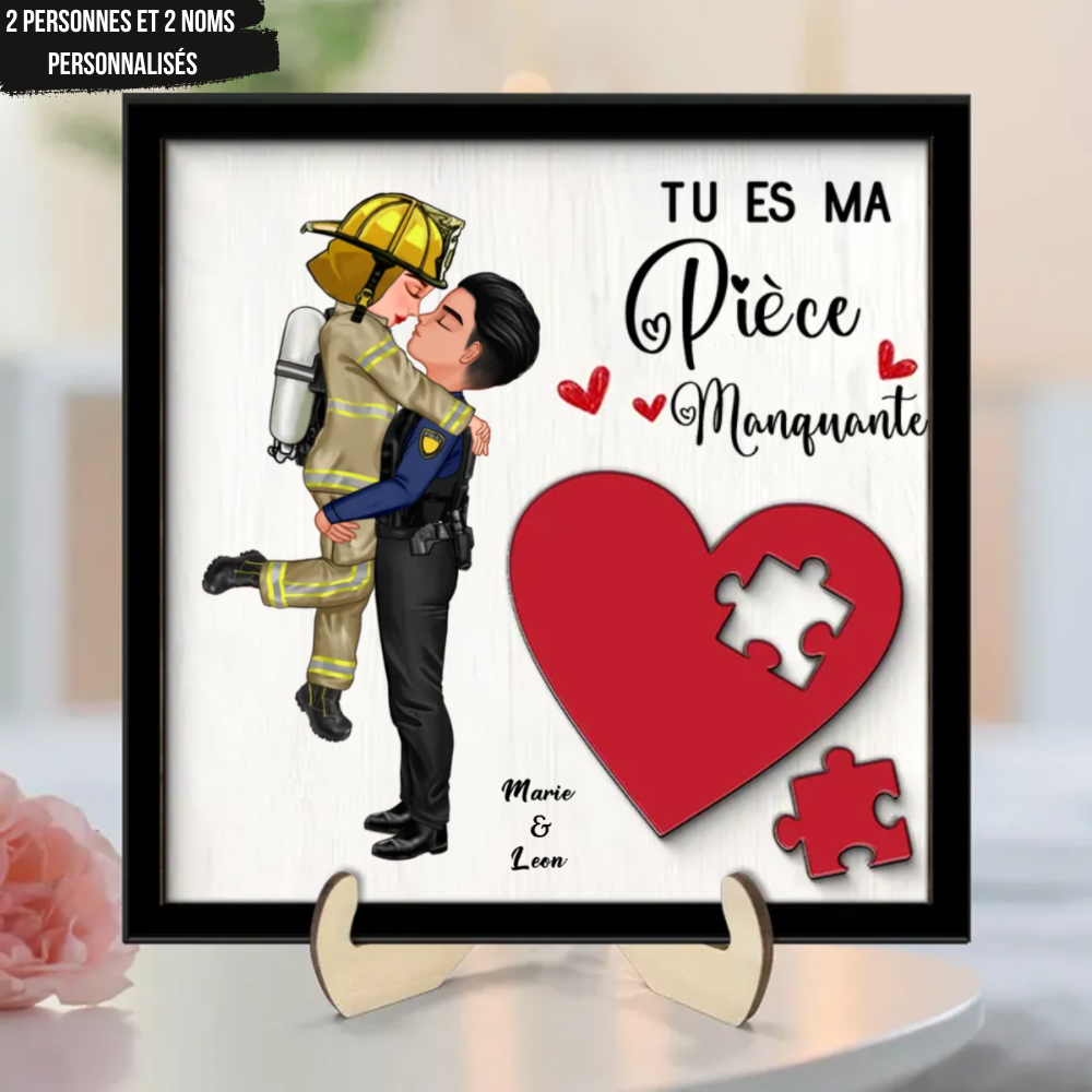 Plaque en bois personnalisée pour couple -Costumes et noms personnalisés