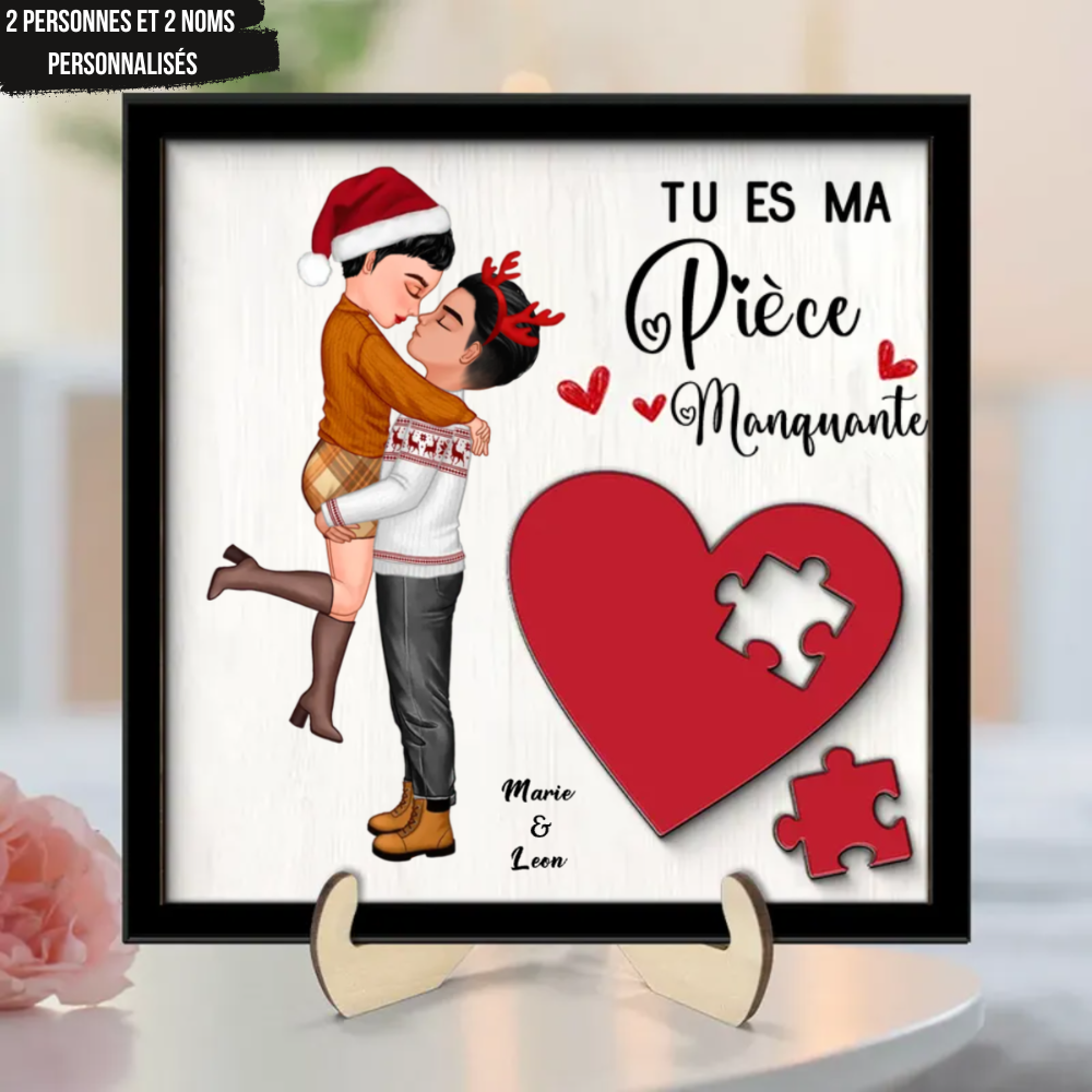 Plaque en bois personnalisée pour couple -Costumes et noms personnalisés