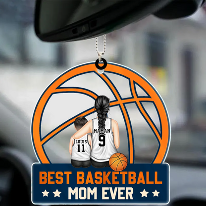 Pendentif acrylique personnalisé de maman basket-ball