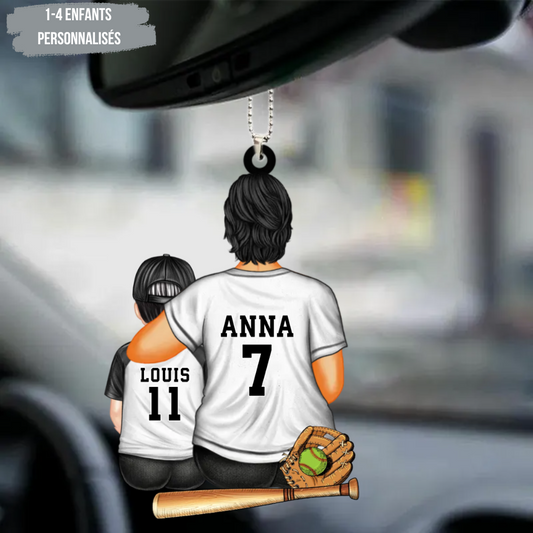 Équipe de base-ball de maman-Pendentif acrylique personnalisé