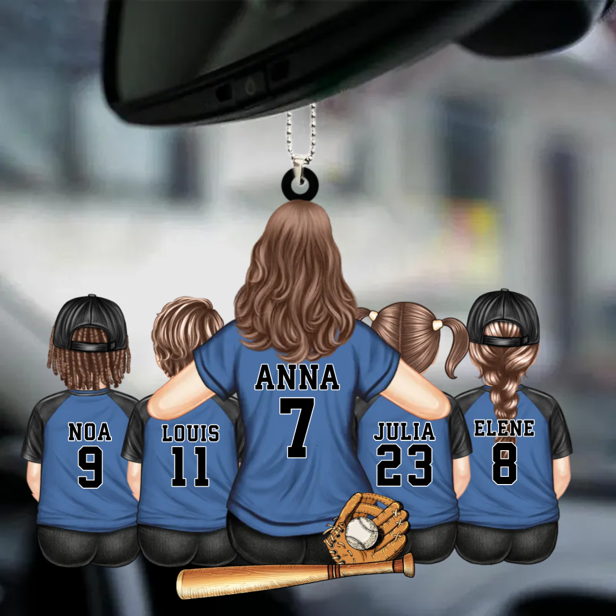 Équipe de base-ball de maman-Pendentif acrylique personnalisé