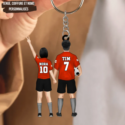 Couple de football - Porte-clés personnalisé