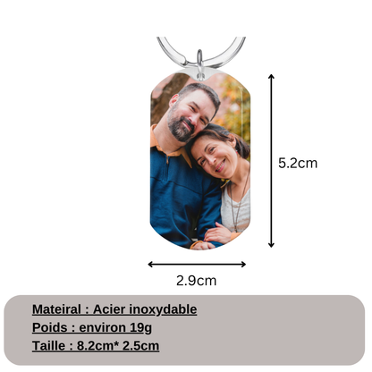 Porte-clés en acier inoxydable avec photo et nom pour belle-maman