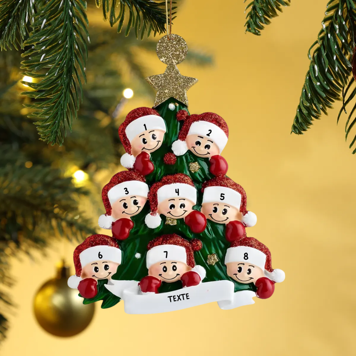 Ornements de Noël Poupées avec Sapin de Noël Noms Personnalisés avec texte