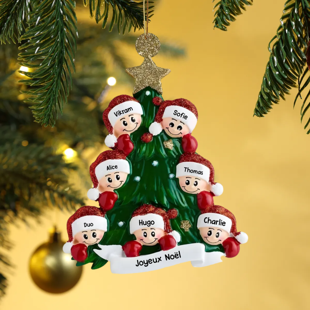 Ornements de Noël Poupées avec Sapin de Noël Noms Personnalisés avec texte