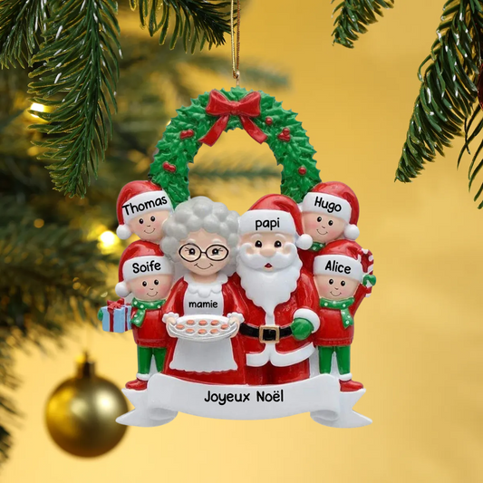 Décoration de Noël en verre acrylique - Grands-parents avec petits-enfants (1 à 7 enfants)