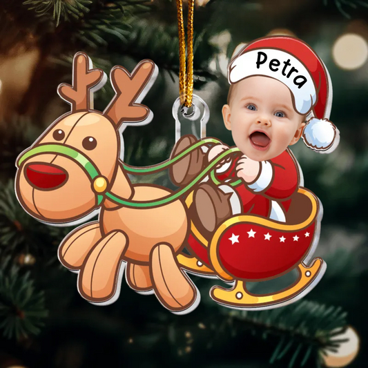 Adorable Père Noël bébé - Ornement photo personnalisé en acrylique