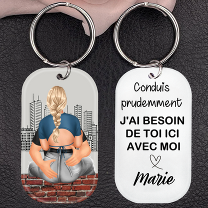 Acrylique Conduite prudente Porte-clés avec nom-Cadeaux de la Saint-Valentin