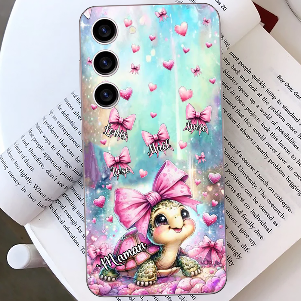 Nœud papillon et tortue-étui de téléphone personnalisé pour iPhone et Samsung
