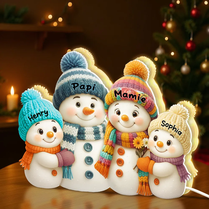 Boîte lumineuse personnalisée Bonhomme de Neige – Grands-parents & Petits-enfants