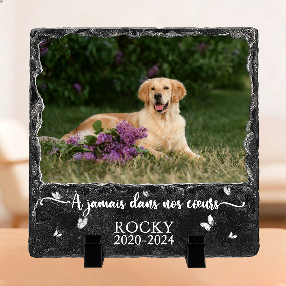 Plaque en ardoise personnalisée avec photo et message – Cadeau commémoratif