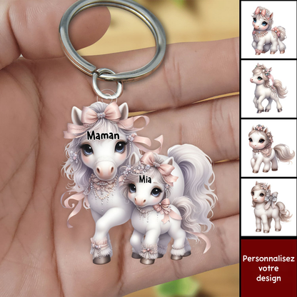 Porte-clés en acrylique personnalisé – Poney