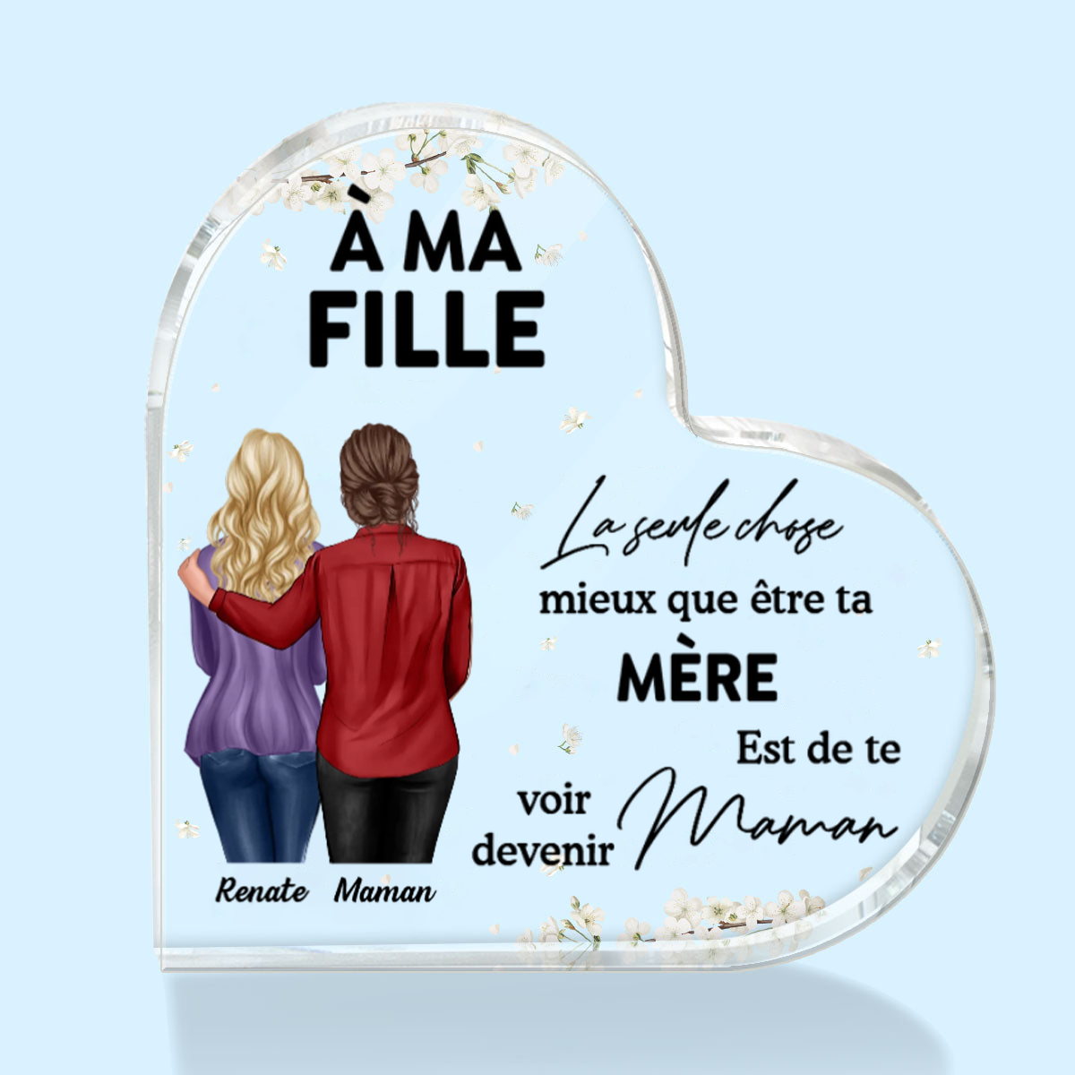 Cœur debout personnalisé pour fille, cadeaux pour la fête des mères