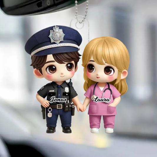 Porte-voiture en acrylique Couple en tenue professionnelle – Cadeau pour couple