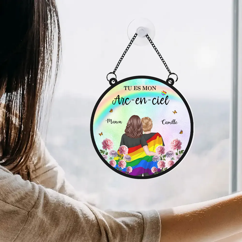 Porte-soleil personnalisé « Couple Arc-en-ciel » – Cadeau pour couples LGBT